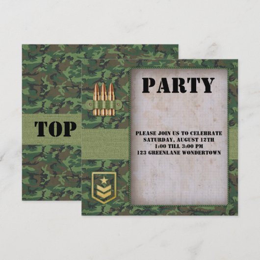 Invitation orientée de partie de camouflage de (Devant / Derrière)