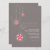 Invitation Origami rose suspensif lumières de l'ornement Mari (Devant / Derrière)