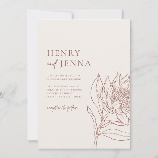 Invitation Originaire d'Australie Waratah Protea (Devant)