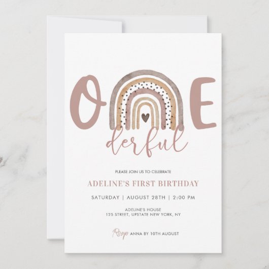 Invitation originale 1er anniversaire Fille Fête B (Devant)