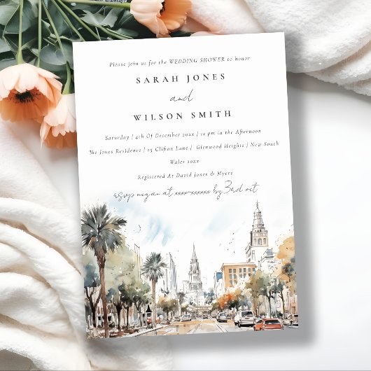 Invitation Orlando Florida Skyline Wedding shower d'aquarelle