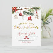 Invitation Ornament Santa Merry Little Baby Shower (Debout devant)