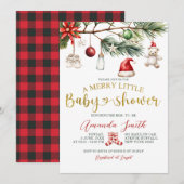 Invitation Ornament Santa Merry Little Baby Shower (Devant / Derrière)