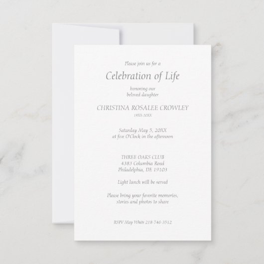 Invitation Ornamental Remember Loved One Passed Away Funeral (Dos)