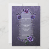 Invitation Ornat Goth foncé violet Rose Mariage | (Devant)