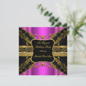 Invitation Ornat Hot Rose Black Gold fête d'anniversaire 2 (Debout devant)