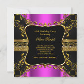 Invitation Ornat Hot Rose Black Gold fête d'anniversaire 2 (Dos)