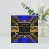 Invitation Ornat Royal Blue Black Gold fête d'anniversaire (Debout devant)