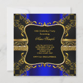 Invitation Ornat Royal Blue Black Gold fête d'anniversaire (Dos)