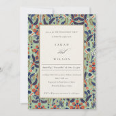 Invitation Ornat Turquoise Classy Floral Peacock Fiançailles (Devant)