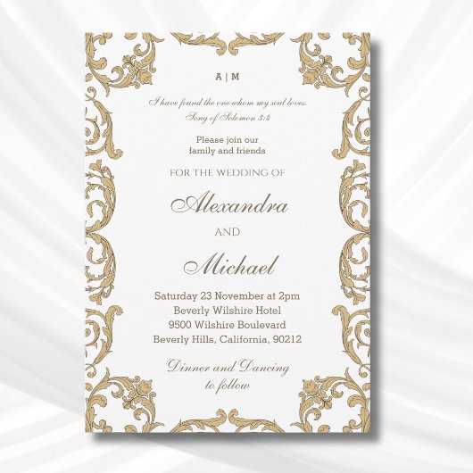 Invitation Ornate Baroque Bible Verse Christian Wedding
