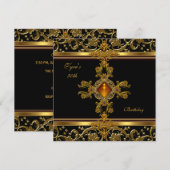 Invitation Ornate Black Gold Amber Jewel 30e anniversaire (Devant / Derrière)
