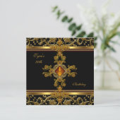 Invitation Ornate Black Gold Amber Jewel 30e anniversaire (Debout devant)
