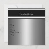 Invitation Ornate Black Grey Silver 30e anniversaire élégant (Dos)