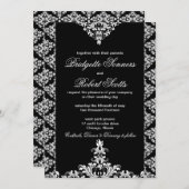 Invitation Ornate Black Mariage damassé (Devant / Derrière)