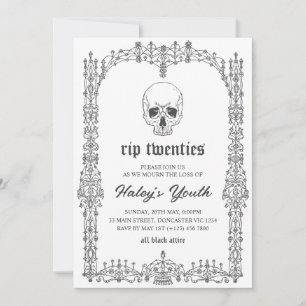 Invitation Ornate Black White RIP Années 20's 30e anniversair