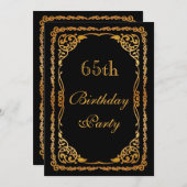 Invitation Ornate d'or tourne 65e anniversaire (Devant / Derrière)