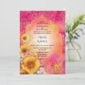 Invitation Ornate Elegant Colorful Floral Indian Wedding (Debout devant)