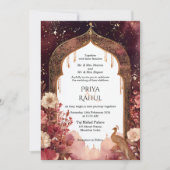 Invitation Ornate Elegant Gold Floral Indian Arch Wedding (Devant)