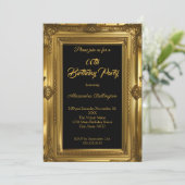 Invitation Ornate Elegant Photo Anniversaire Party Gold (Debout devant)