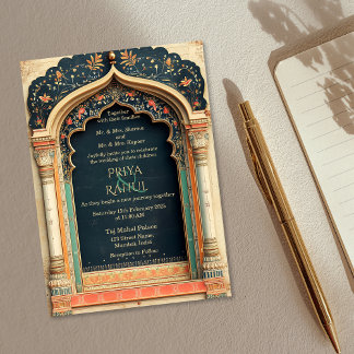 Invitation Ornate Elegant Vintage or Floral Indien Mariage