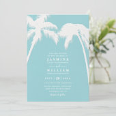 Invitation Ornate Embossed Tropical Palm QR Code Wedding (Debout devant)