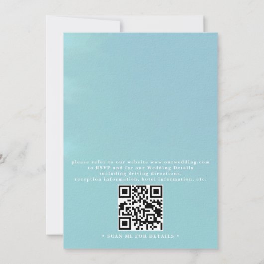 Invitation Ornate Embossed Tropical Palm QR Code Wedding (Dos)