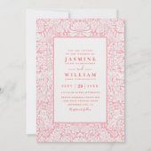 Invitation Ornate Embossed Wildflower Elegant QR Code Wedding (Devant)
