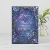 Invitation Ornate Gemstone Celestial Galaxy Wedding (Debout devant)