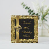 Invitation Ornate Gold Black 50e anniversaire Elégant Invitat (Debout devant)