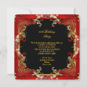 Invitation Ornate Gold Black Red Roses 60e Anniversaire fête (Dos)