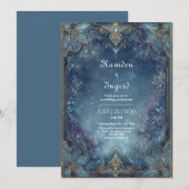 Invitation Ornate Gold Celestial Galaxy Wedding (Devant / Derrière)