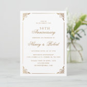 Invitation Ornate Gold Frame Blanc 50e anniversaire Mariage (Debout devant)