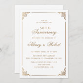 Invitation Ornate Gold Frame Blanc 50e anniversaire Mariage (Devant / Derrière)