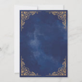 Invitation Ornate Gold Frame Muhndi Bleu islamique Cérémonie (Dos)