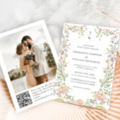 Invitation Ornate Grace Pastel Blush QR code Mariage Photo