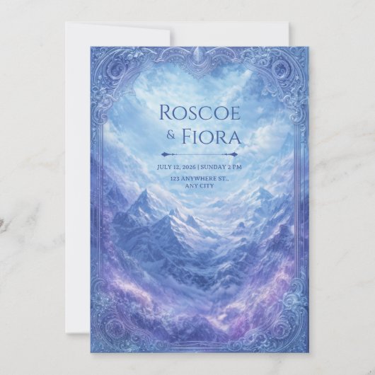 Invitation Ornate Mystic Snow Mountain Vista Wedding (Devant)