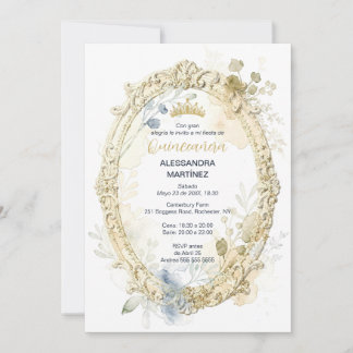 Invitation Ornate Oval Frame Quinceañera Exquisite Tiara
