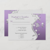 Invitation Ornate Purple and Silver Flowrls Menu RSVP (Devant / Derrière)