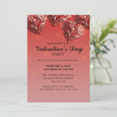 Invitation Ornate Red Metallic Hearts Saint Valentin (Debout devant)