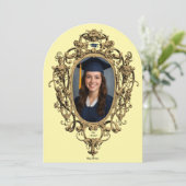 Invitation Ornate Rococo Cartouche Photo Template Graduation (Debout devant)