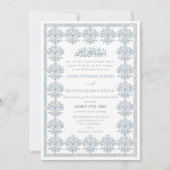 Invitation Ornate Romantic Vintage Blue Islamic Wedding (Devant)