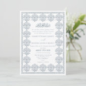 Invitation Ornate Romantic Vintage Blue Islamic Wedding (Debout devant)