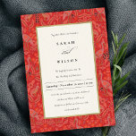 Invitation Ornate Rouge Classé Floral Peacock Motif Mariage<br><div class="desc">Si vous avez besoin d'une personnalisation supplémentaire,  n'hésitez pas à m'envoyer un message sur yellowfebstudio@gmail.com .</div>