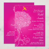 Invitation Ornate Tree of Life Bat mitzvah rose (Devant / Derrière)
