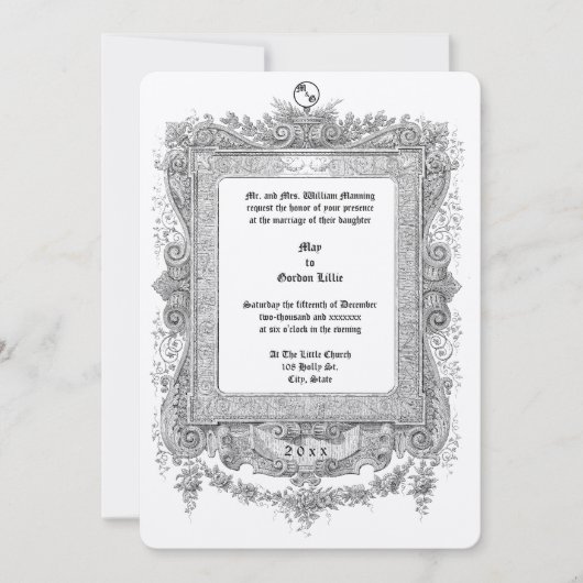 Invitation Ornate Victorian Era Scroll Frame Border Wedding (Devant)