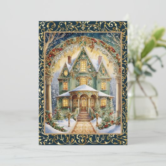 Invitation Ornate Victorian Holiday Party (Debout devant)