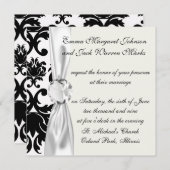 Invitation orné formel noir blanc damassé (Devant / Derrière)