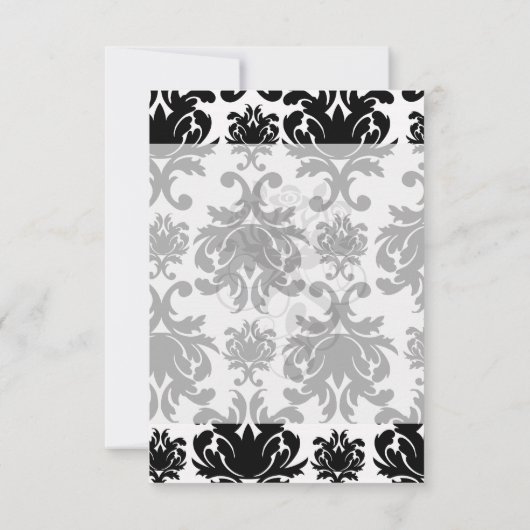 Invitation orné formel noir blanc damassé (Dos)