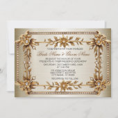 Invitation Orné Or Rectangle Fleurs Dimond Mariage brillant (Devant)